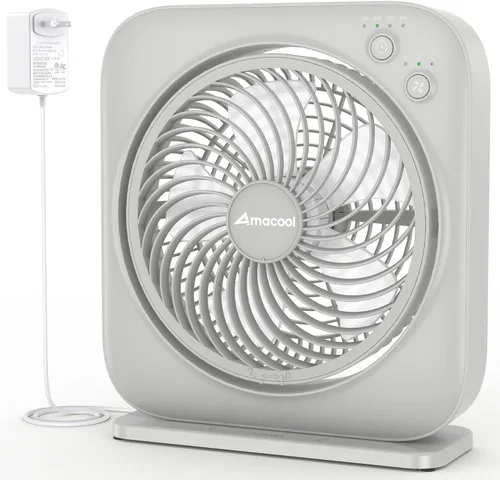 Vista 9 de AMACOOL Ventilador de mesa, ventilador de caja de 12 pulgadas con 3 velocidades ajustables y temporizador de 8 horas, circulador de aire silencioso