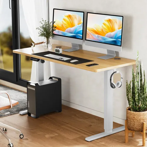 Vista 10 de Smug Escritorio de pie de altura ajustable de 40 pulgadas, mesa de computadora eléctrica para sentarse, de pie, mesa de computadora ergonómica