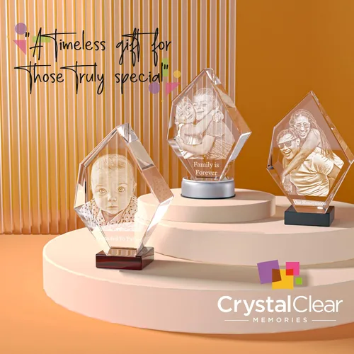 Vista 8 de Crystal Clear Memories Foto de cristal 3D, regalos de Navidad personalizados con tu propia foto para mamá, papá, hombres, mujeres, imagen grabada