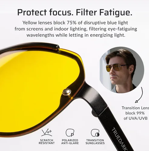 Vista 3 de by Dave Asprey Daylights Yellow Lenses Block 75% of Blue Light for Heavy Daytime Screen Use