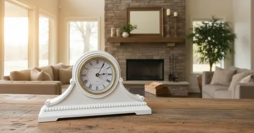 Vista 8 de Relojes de Repisa, Funcionan con Baterías, Reloj de Mesa de Madera Silencioso con Campanadas Westminster a Cada Hora, Reloj de Repisa de Madera