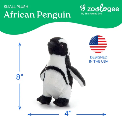 Vista 3 de The Petting Zoo - Peluche de pingüino africano de patas negras, regalos para niños, animales del zoológico Scoopz, juguete de pingüino de 8 pulgadas