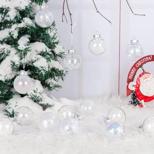 Vista 6 de 24 unidades - Adornos de bolas de Navidad de plástico transparente inastillable colgantes con bolas delicadas decorativas