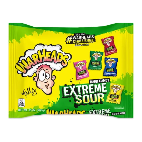 Vista 7 de WARHEADS - Extreme Sour Hard Candy - Sabores de manzana agria, cereza negra, frambuesa azul, limón y sandía - Bolsas de 1 onza - Paquete de 12