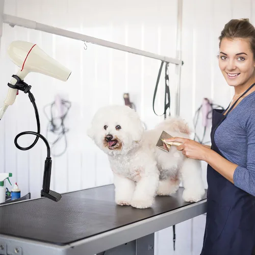 Vista 6 de Joyzan Soporte para secador de pelo para perros, mesa de aseo para mascotas, soporte de soplado manos libres, giratorio de 360°, ajustable