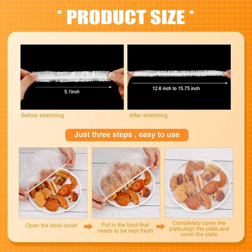 Vista 2 de Crtiin 1000 fundas desechables para tazones, cubiertas de plástico para platos de alimentos con envoltura elástica de plástico para alimentos