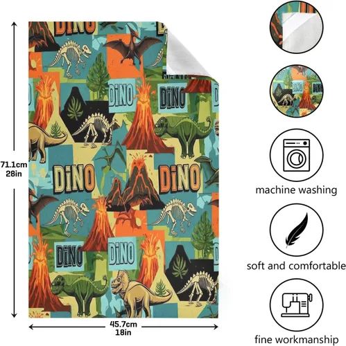 Vista 3 de Retro Dinosaur S Dish Towels Set, 28x18 Decorative Polyester Hand Towels