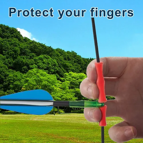 Vista 5 de 4 juegos de cuerdas de arco protectores de dedos de tiro con arco para práctica de tiro, protector de dedos de cuerda de seguridad confiable