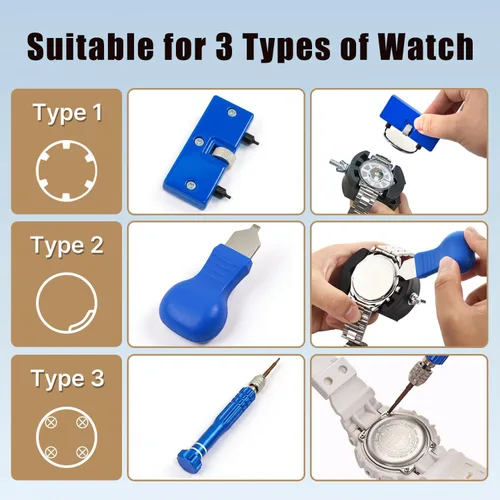 Vista 3 de EasyTime Kit de reemplazo de batería de reloj: juego de herramientas de Azul