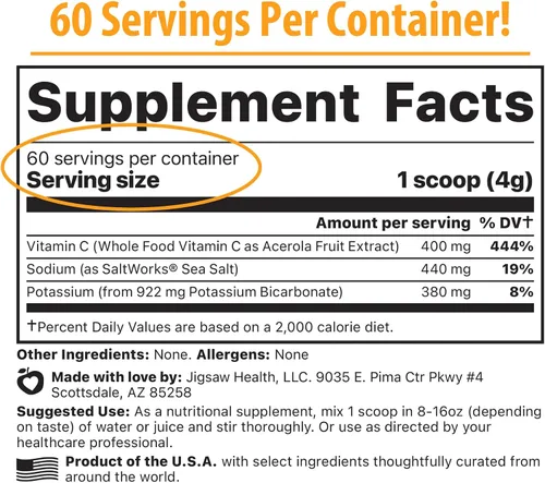 Vista 2 de Jigsaw Health Cóctel suprarrenal con vitamina C de alimentos integrales, 60 porciones