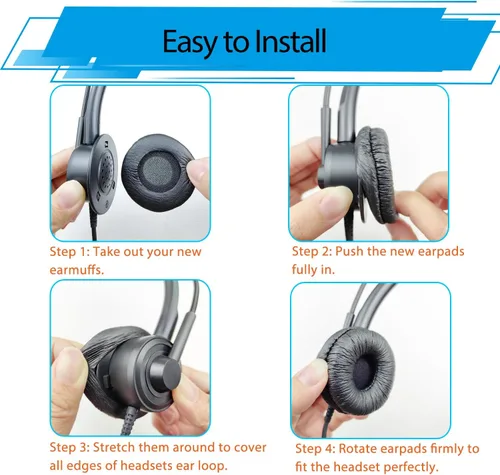 Vista 4 de Almohadillas para auriculares Plantronics, repuesto para Plantronics HW251N HW261N HW510 HW520 Blackwire 3210 3220 3320 C320 C3225 Jabra PRO 920 930