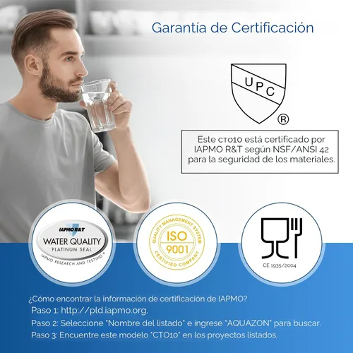 Vista 2 de PUREPLUS Filtro de agua de carbono CTO para toda la casa de 1 micrón, 2.5