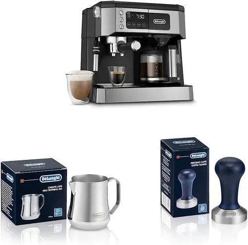 Vista 8 de De'Longhi Cafetera combinada todo en uno y máquina de café espresso + espumador de leche ajustable avanzado, negro y vasos de capuchino 513214601