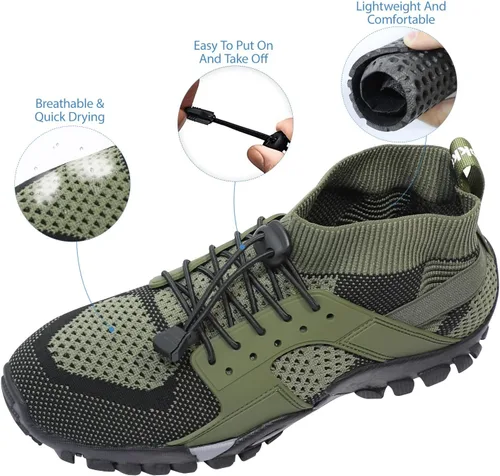 Vista 2 de Men Women Water Hiking Shoes Barefoot Slip Resistant High Top Wading Shoes for Walking Fishing River Creek Kayaking
