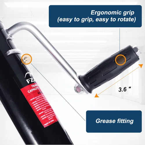 Vista 6 de FZZD Gato de remolque de 2000 libras con rueda, gato giratorio resistente para barco de remolque, elevación de 12 pulgadas, para barco de RV