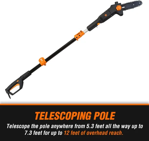 Vista 7 de WEN 4019 Sierra de poste telescópica eléctrica de 8 pulgadas de 6 amperios, eléctrica con cable - Negro y naranja