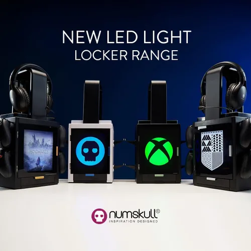 Vista 6 de Numskull PS5-Inspired LED Light Gaming Locker, Controller Holder & Headset Stand for PS4/PS5 & Xbox Series X S - Multiple LED Lighting Settings