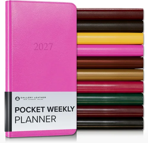 Vista 89 de Gallery Leather Planificador Semanal y Mensual Grande 2025-2026, Calendario Planificador y Cuaderno Elegantemente Encuadernado con Elegantes Bordes