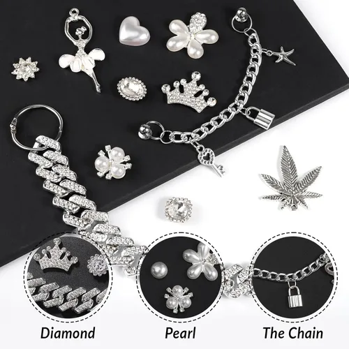 Vista 5 de Winee Dijes brillantes de diseñador para zapatos para mujeres y niñas, joyería de cristal, decoración de diamantes, gemas de perlas y diamantes