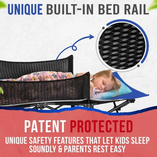 Vista 2 de Cama de Cuna para Niños Pequeños: Cuna Plegable Portátil para Viajes, Camping y para Niños, Ideal para Exteriores y Huéspedes Jóvenes en Casa. Cama