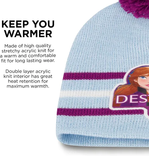 Vista 4 de Disney - Juego de gorro de invierno para niñas bufanda y guantes para niños pequeños 2-4 o Frozen Elsa Anna sombrero bufandas y guantes para niños
