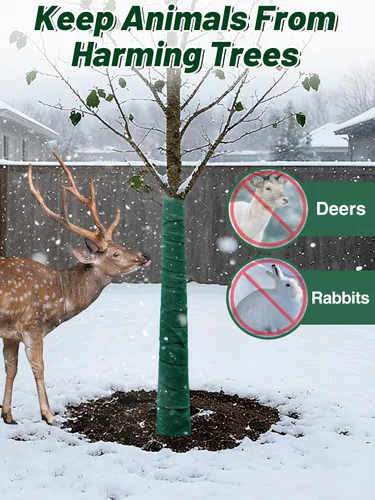 Vista 4 de ANPHSIN Protector de árbol para protección contra la congelación en invierno, 65 pies x 2 piezas, protector de corteza de tronco transpirable