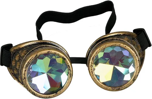Vista 58 de Gafas caleidoscopio para raves trippy psicodélico steampunk con lentes de cristal de difracción de prisma arcoíris