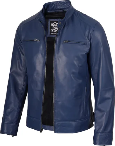 Vista 8 de Decrum Cafe Racer Real Lambskin Leather Jackets For Men Motorcycle Style Negro