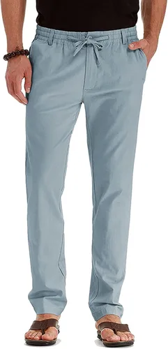 Vista 2 de Pantalones de vestir ajustados para hombre, ajuste clásico, cintura expandible, oculta, para negocios, trabajo, piernas rectas, moda