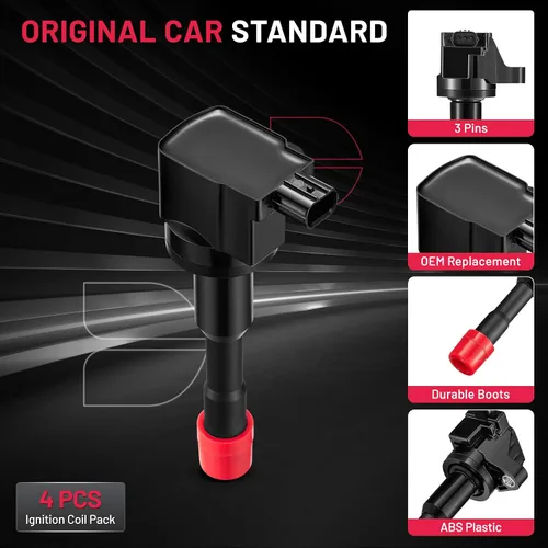 Vista 4 de BDFHYK Paquete de bobinas de encendido UF374 compatible con Honda Civic L4 1.3L 2003-2011 Honda Oem Bobina para 30521PWA003 30521PWAS01 C1408 E404