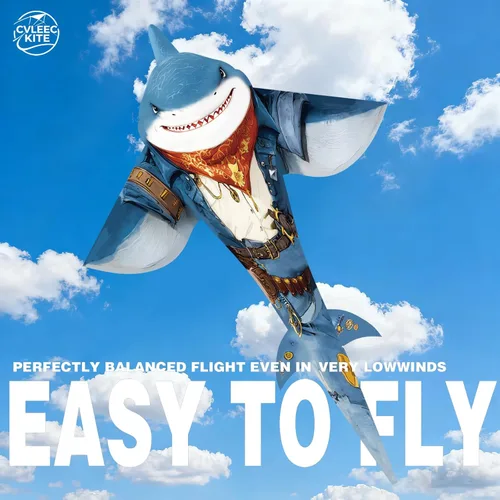 Vista 5 de Shark Kite for Kids & Adults, Outdoor Kite, Perfect for Beginners, Easy to use, Ideal for Beaches, backyards, Grassy Areas