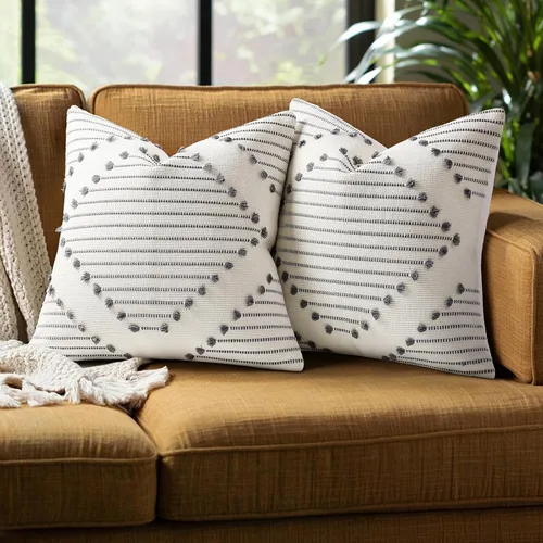 Vista 11 de Mecatny Juego de 2 fundas de almohada bohemias de verano para exteriores, 16 x 16 pulgadas, fundas de almohada decorativas para sofá, sala de estar