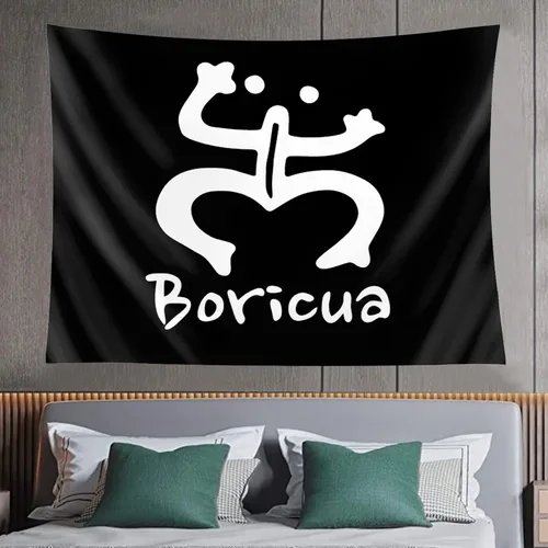 Vista 8 de Kizon Tapiz para colgar en la pared de la bandera de Puerto Rico Boricua para sala de estar, dormitorio, 60 x 40 pulgadas