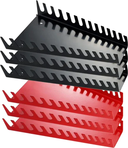 Vista 10 de Reniteco Organizador de llaves de metal con 26 ranuras, juego de bandejas para llaves, organizador de herramientas montado en la pared para Negro