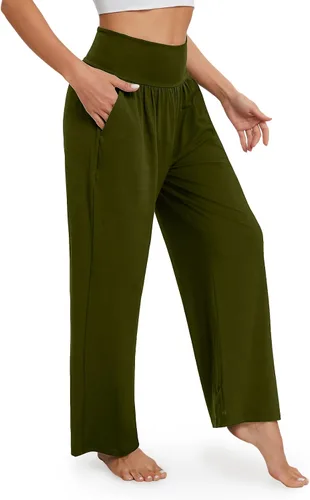 Vista 2 de Gracyoga Pantalones de pierna ancha para mujer, casuales, holgados, para yoga, cómodos, de cintura alta, con bolsillos