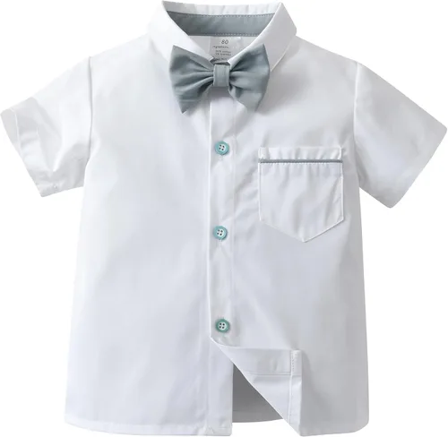 Vista 3 de Boarnseorl Conjunto de pantalones cortos, camisa + pantalones cortos + corbata de moño + tirantes