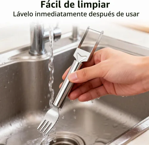 Vista 4 de 1 paquete de rebanador y tenedor de sandía de acero inoxidable 2 en 1