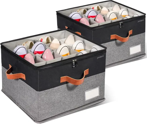 Vista 4 de Organizador de zapatos para armario, contenedores de almacenamiento ajustables para zapatos, grandes contenedores plegables de almacenamiento
