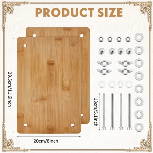 Vista 2 de DoubleFill Kits de encuadernación de libros de 11.6 x 7.9 pulgadas, tablero de prensa de libros, 25 piezas de madera de bambú, juego de herramientas