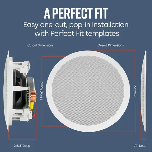 Vista 3 de Polk Audio RC6s - Altavoz estéreo en techo de 6.5 pulgadas Doble canal desde una sola ubicación Perfecto para colocación húmeda y húmeda
