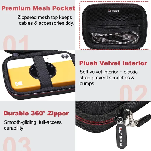 Vista 3 de LTGEM - Funda para cámara de impresión instantánea KODAK Printomatic Negro