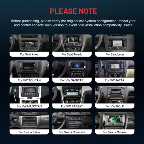 Vista 2 de Estéreo auto inalámbrico del coche de CarPlay Android para VW, 7" radio doble DIN Fits Golf Passat Jetta Tiguan, Navigation, hands-free calls