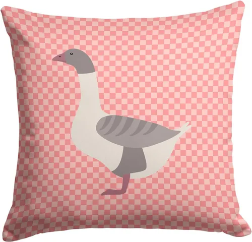 Vista 322 de Caroline's Treasures BB8163PW1414 Beltsville - Almohada decorativa de tela a cuadros pequeños, color blanco, pavo y gallina azul, lavable a máquina