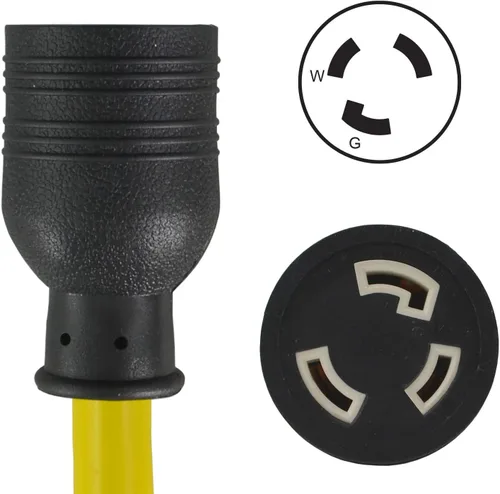 Vista 3 de Conntek P515L530 Adaptador de generador de 1 pie de 15 amperios Enchufe estadounidense a conector hembra de bloqueo de 30 amperios L5-30R, 125