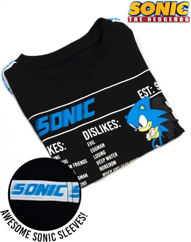 Vista 3 de Sonic The Hedgehog Camiseta de manga corta negra para niños