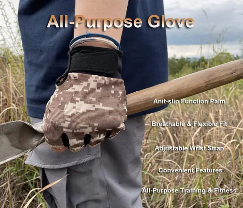 Vista 2 de Guantes sin dedos Guantes tácticos y de ciclismo para hombres y mujeres, ideales para Airsoft, pesca y entrenamiento