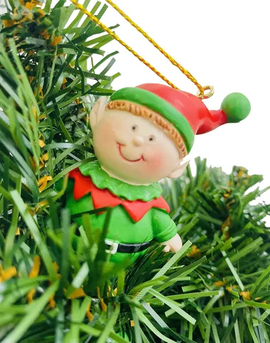 Vista 5 de Juego de leyendas de elfos de elfo, decoración de árbol de Navidad con tarjeta de historia en caja Holiday tradition family activity includes