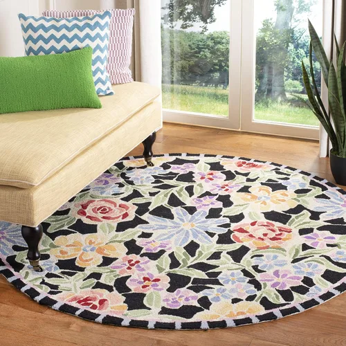 Vista 8 de SAFAVIEH Chelsea Collection - Alfombra decorativa de 1 pies 8 pulgadas x 2 pies 6 pulgadas, color negro, lana de campo francesa enganchada a mano