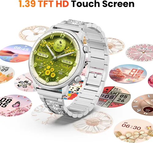 Vista 3 de Hwagol Relojes inteligentes para mujer, teléfonos Android compatibles con iPhone (llamada Bluetooth), monitor de ritmo cardíaco y sueño, 100 modos