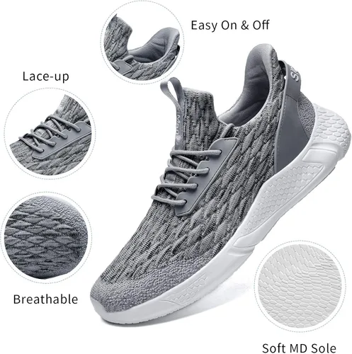 Vista 2 de Slow Man Zapatos de correr para hombre, zapatos de caminar para hombre, de malla de punto, transpirables, zapatos deportivos sin cordones, cómodos